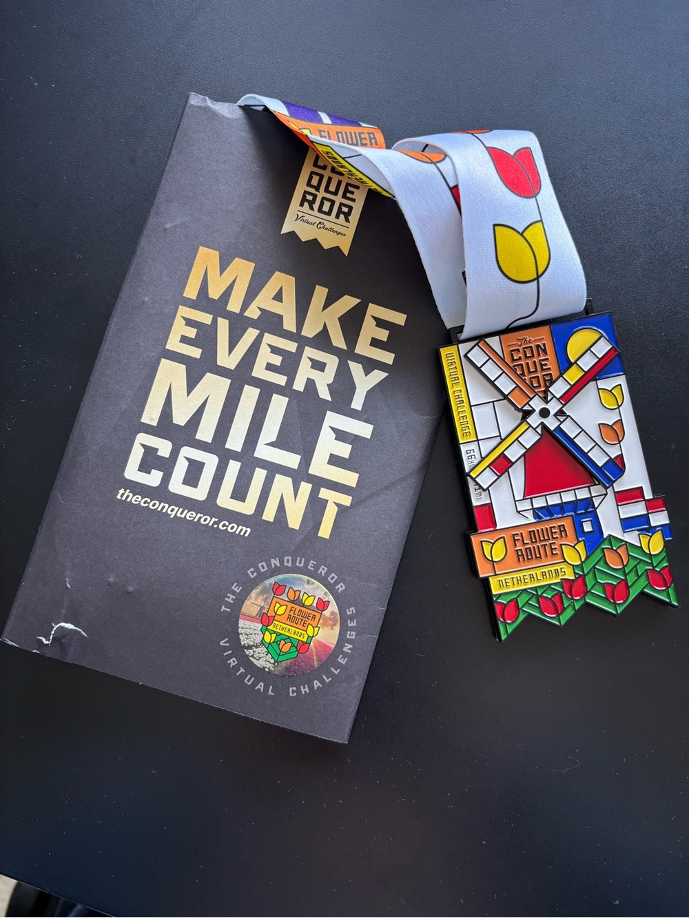 Flower Route Netherlands Virtual Challenge Medal Set - Colorful Tulip/Windmill